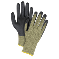Gants &eacute;lastiques sans coutures r&eacute;sistants &agrave; la coupe noir & jaune, Taille 2T-Grand/11, Calibre 13, Rev&ecirc;tement Mousse de nitrile, Enveloppe en Aramide, ASTM ANSI niveau A6 Auto-Cam