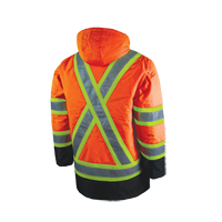 Lined Safety Parka, High Visibility Orange, Large Auto-Cam