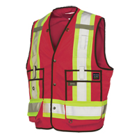 Surveyor Safety Vest, Red, Large, Polyester Auto-Cam