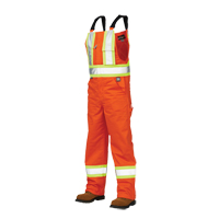 Unlined Safety Overalls, Poly-Cotton, Large, High Visibility Orange Auto-Cam