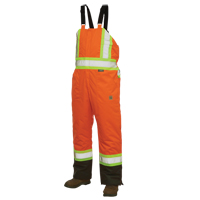 Lined Safety Overalls, Polyester/Polyurethane, Large, High Visibility Orange Auto-Cam