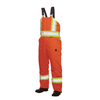Lined Safety Overalls, Polyester/Polyurethane, Large, High Visibility Orange Auto-Cam