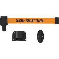 PLUS Wall Mount Barrier System, Plastic, Screw Mount, 15', Orange Tape Auto-Cam