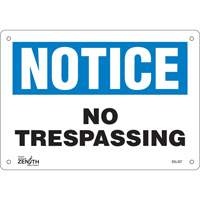 Enseigne No Trespassing, 7" x 10", Aluminium, Anglais Auto-Cam