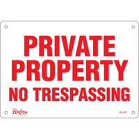 "Private Property" Sign, 7" x 10", Plastic, English Auto-Cam