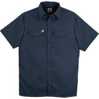 Chemise de travail &agrave; manches courtes en tissu crois&eacute; avec boutons-pression, Hommes, Petit, Bleu marine Auto-Cam