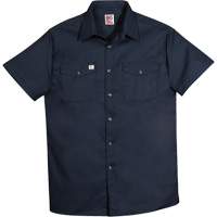 Chemise de travail &agrave; manches courtes en tissu crois&eacute;, Hommes, 4T-Grand, Bleu marine Auto-Cam