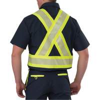 Chemise à manches courtes haute visibilité résistant à la déchirure, Polyester, Petit, Bleu marine SGN915 | Auto-Cam