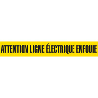 Ruban pour barricade "Attention Ligne Électrique Enfouie", Français, 3" la x 1000' lo, Noir sur jaune SGQ360 | Auto-Cam