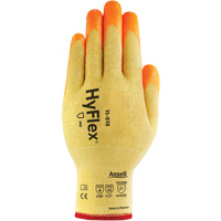 Gants haute visibilit&eacute; r&eacute;sistants aux coupures HyFlex, Taille 6, Calibre 13, Rev&ecirc;tement Mousse de nitrile, Enveloppe en Acier inoxydable/Kevlar/Spandex, ASTM ANSI niveau A5/EN 388 niveau E Auto-Cam