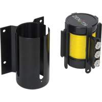 Wall Mount Barrier with Magnetic Tape, Steel, Screw Mount, 12', Yellow Tape Auto-Cam