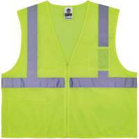 Gilet de s&eacute;curit&eacute; auto-extinguible GloWear 8256Z, Jaune lime haute visibilit&eacute;, Moyen/Petit, Polyester Auto-Cam