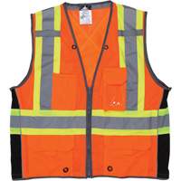 Veste de s&eacute;curit&eacute; pour arpenteur, Orange haute visibilit&eacute;, Grand, Polyester Auto-Cam