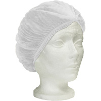 Ronco Care Pleated Bouffant Cap, Polypropylene, 24", White Auto-Cam