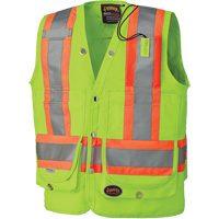 6696 Surveyor's Safety Vest, High Visibility Lime-Yellow, 4X-Large, Polyester Auto-Cam