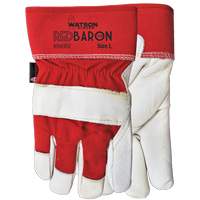Gants d'ajusteur Red Baron, Grand, Paume en Cuir fleur de vache, Doublure en Tissu-laine Auto-Cam