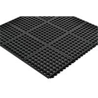 Cushion-Ease&reg; 550 Interlocking Anti-Fatigue Mat, Slotted, 3' x 3' x 3/4", Black, Rubber Auto-Cam
