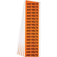 "440 Volts" Conduit & Voltage Labels, 1/2" x 2-1/4", Cloth/Vinyl, English Auto-Cam