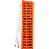 "460 Volts" Conduit & Voltage Labels, 1/2" x 2-1/4", Cloth/Vinyl, English Auto-Cam