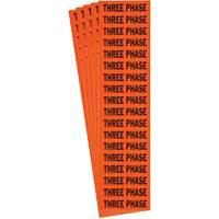 "Three Phase" Conduit & Voltage Labels, 1/2" x 2-1/4", Cloth/Vinyl, English Auto-Cam