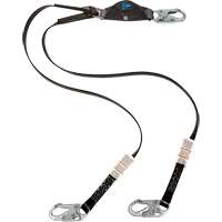 Anti-Corrosion Energy Absorbing Lanyard, 6', Snap Hook Center, Snap Hook Leg Ends, Polyester Auto-Cam