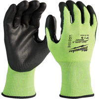High-Visibility Cut-Resistant Gloves, Size Small, 15 Gauge, Nitrile/Polyurethane Coated, Polyethylene Shell, ANSI/ISEA 105 Level 3 Auto-Cam
