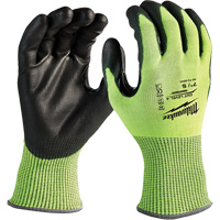 High-Visibility Cut-Resistant Gloves, Size Small, 13 Gauge, Nitrile/Polyurethane Coated, Polyethylene Shell, ANSI/ISEA 105 Level 4 Auto-Cam