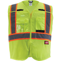 Flagman Safety Vest, High Visibility Lime-Yellow, Medium/Small Auto-Cam