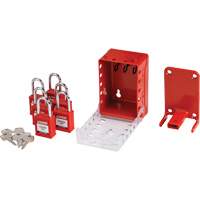 Boîte de cadenassage de groupe ultra compacte avec cadenas de sécurité en nylon, Rouge SHB340 | Auto-Cam