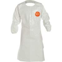 Disposable Sleeved Apron, Tychem&reg; 4000, White, 44" L Auto-Cam