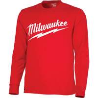 Chandail &agrave; manches longues tr&egrave;s r&eacute;sistant avec logo Milwaukee, Hommes, Petit, Rouge Auto-Cam