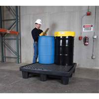 Ultra-Spill Pallet mod&egrave;le &eacute;conomique, 4 barils, Capacit&eacute; de d&eacute;versement 66 gal. US, 53" x 53" x 11,8" Auto-Cam