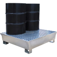 Ultra-Spill Pallet en acier, 2 barils, Capacit&eacute; de d&eacute;versement 68 gal. US, 47,2" x 31,4" x 17,4" Auto-Cam
