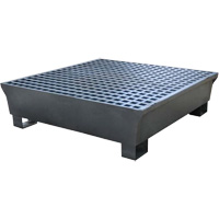 Ultra-Spill Pallet en acier, 4 barils, Capacit&eacute; de d&eacute;versement 68 gal. US, 49,1" x 47,1" x 10,9" Auto-Cam