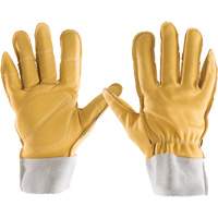 Gants tout cuir, 7/Petit, Paume en Cuir fleur, Poignet &eacute;lastique Auto-Cam
