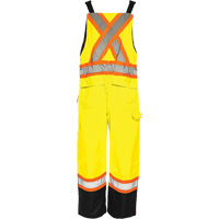 TO1 Winter Traffic Overalls, Polyester, Small, Black/High Visibility Lime-Yellow Auto-Cam