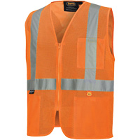 6943 Gilet de s&eacute;curit&eacute; &agrave; mailles ignifuge, Orange haute visibilit&eacute;, Petit, Polyester Auto-Cam