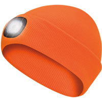 5675 Knit Toque with LED Headlight, Fleece Lining, One Size, High Visibility Orange Auto-Cam