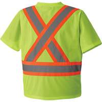 5993P Mesh Safety T-Shirt, Polyester, Small, High Visibility Lime-Yellow Auto-Cam