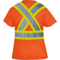 6948 Women's Bird's-Eye Safety T-Shirt, Polyester, X-Small, High Visibility Orange Auto-Cam