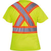 6949 Women's Bird's-Eye Safety T-Shirt, Polyester, X-Small, High Visibility Lime-Yellow Auto-Cam