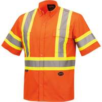 4442 Ultra Cool Short-Sleeved Safety Shirt, Cotton, Small, High Visibility Orange Auto-Cam