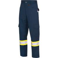 7764 FR-Tech&reg; High Visibility 88/12 FR/Arc Rated Safety Cargo Pants, 30, x 32, Navy Blue Auto-Cam