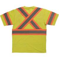 Short Sleeve Safety T-Shirt, Cotton, X-Small, High Visibility Lime-Yellow Auto-Cam