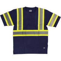Short Sleeve Safety T-Shirt, Cotton, X-Small, Navy Blue Auto-Cam