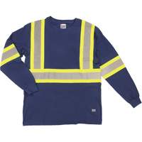 T-shirt de sécurité à manches longues, Coton, T-petit, Bleu marine SHJ014 | Auto-Cam