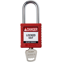 Velocity Lockout Padlock, Red, Keyed Different, Nylon, 1-1/2" Width Auto-Cam