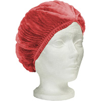 RONCO Care Pleated Bouffant Cap, Polypropylene, 24", Red Auto-Cam