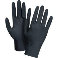 Gants d'examen de poids lourd &agrave; prise tactile, 2T-Grand, Nitrile, 8 mils, Sans poudre, Noir Auto-Cam