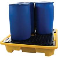 4-Drum Spill Pallet, 66 US gal. Spill Capacity, 57.5" x 57.5" x 12" Auto-Cam